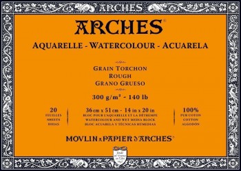 ARCHES BLOC ACUARELA GRANO GRUESO 300GR 20 HOJAS (ENCOLADO 4 LADOS)