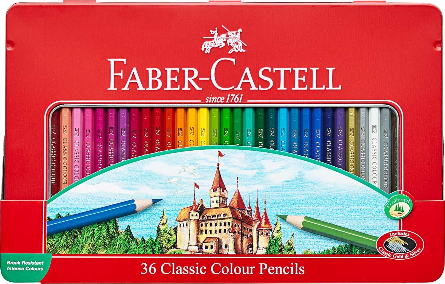 🎨 🖌 Faber-Castell Estuche Metal 36 Lápices De Colores