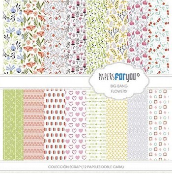 PAPERS FOR YOU COLECCIÓN 12 PAPELES SCRAPBOOKING BIG BANG FLOWERS