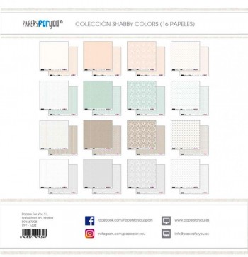 PAPERS FOR YOU COLECCIÓN 16 PAPELES SCRAPBOOKING SHABBY COLORS