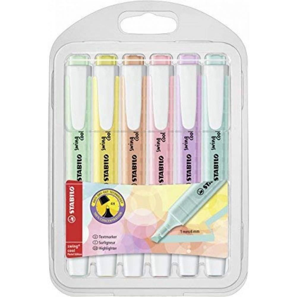 STABILO BLÍSTER 6 ROTULADORES FLUORESCENTES SWING COOL PASTEL