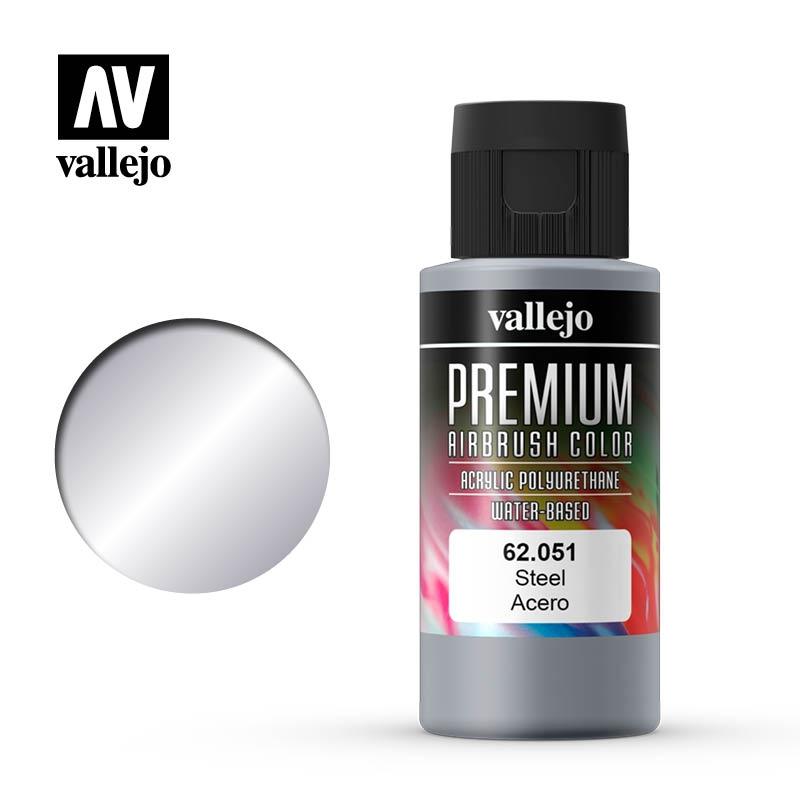 Vallejo Premium Color 62051 Acero Metálicos 60 ml.