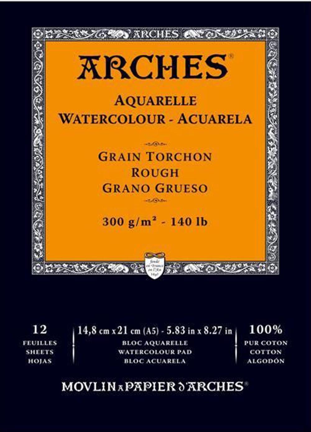 ARCHES BLOC ACUARELA GRANO GRUESO 300GR 14.8X21 12H (ENCOLADO 1 LADO)