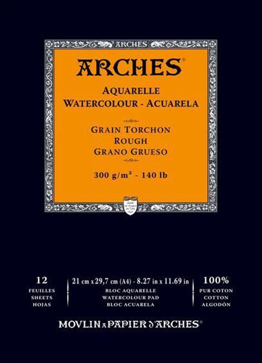 ARCHES BLOC ACUARELA GRANO GRUESO 300GR 21X29,7 12H (ENCOLADO 1 LADO)