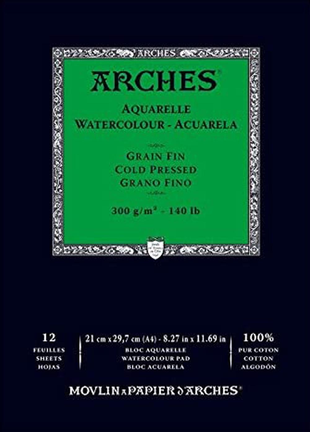 ARCHES BLOC ACUARELA GRANO FINO 300GR 21X29.7 12H (ENCOLADO 1 LADO)