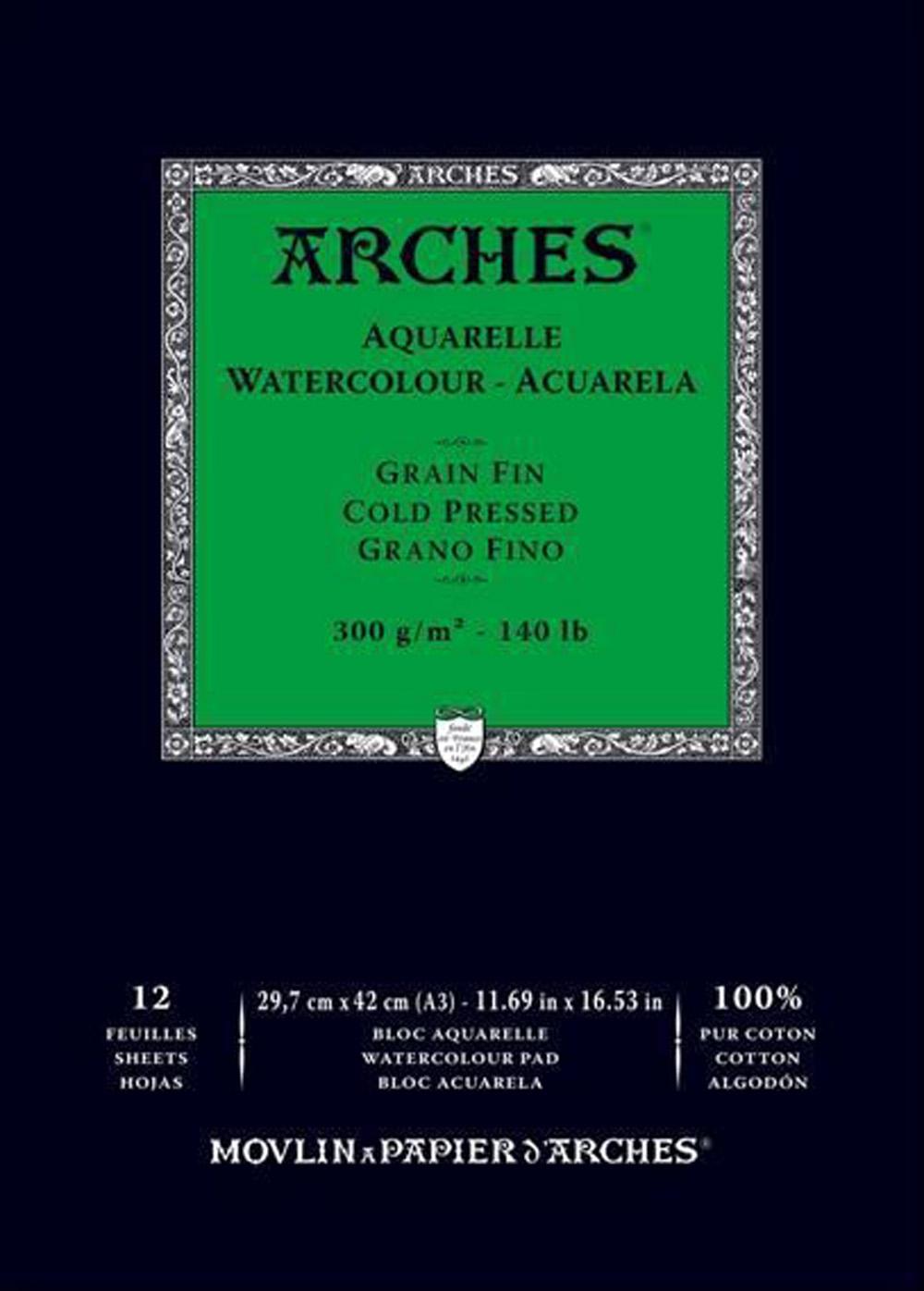 ARCHES BLOC ACUARELA GRANO FINO 300GR 29,7X42 12H (ENCOLADO 1 LADO)