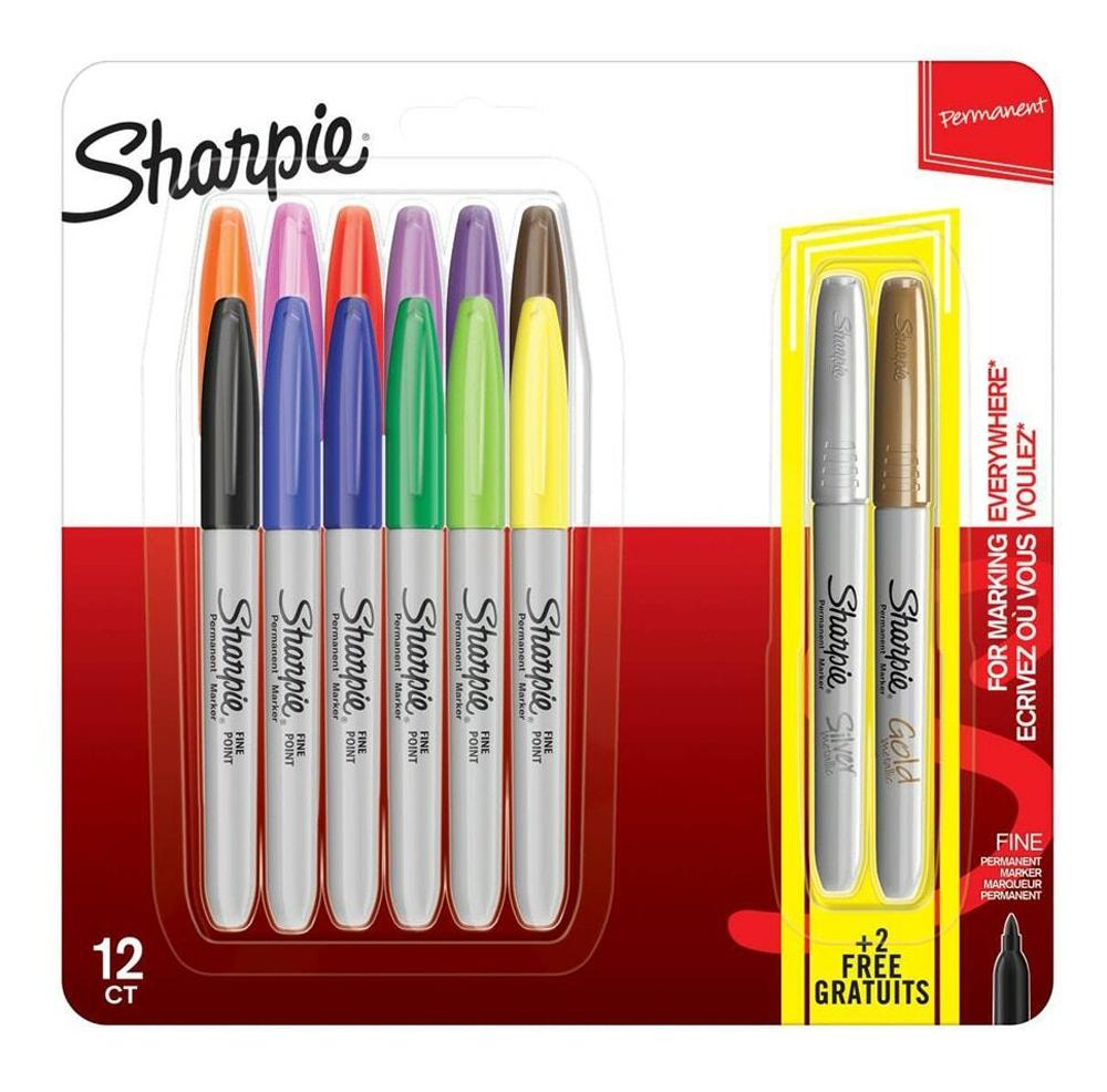 Sharpie rotuladores permanentes, punta fina, colores surtidos estándares,  paquete de 24 marcadores, material escolar ideal