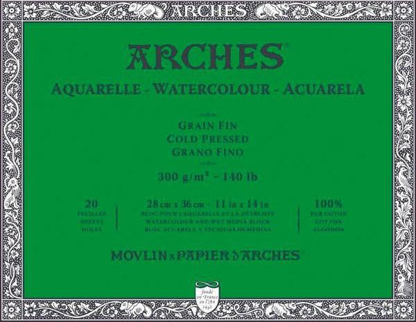 ARCHES BLOC ACUARELA G. FINO 300GR 28X36 CM 20H (ENCOLADO 4 LADOS)